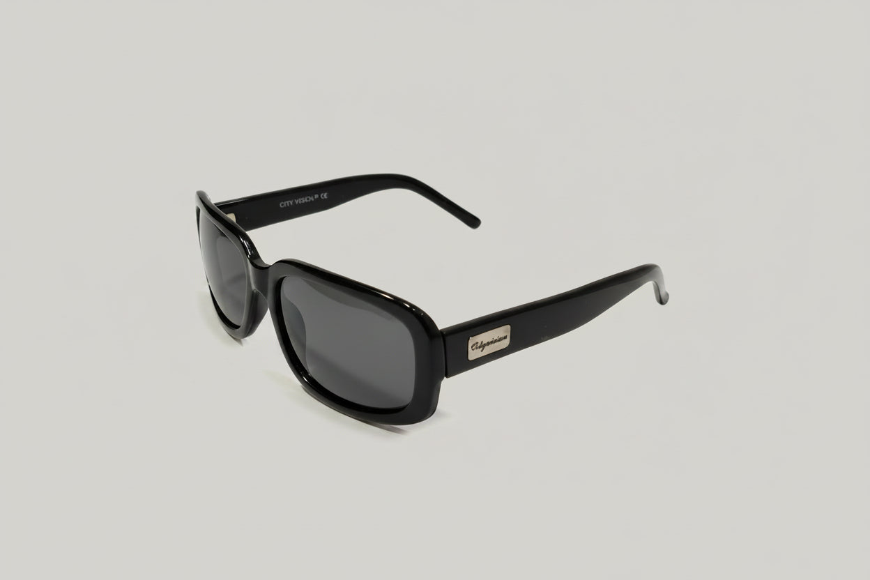 Stylish Rectangle Sunglasses – Black Frame with Dark Grey Lenses