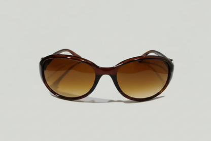 Elegant Oval Sunglasses – Brown Tortoise Frame with Brown Gradient Lenses