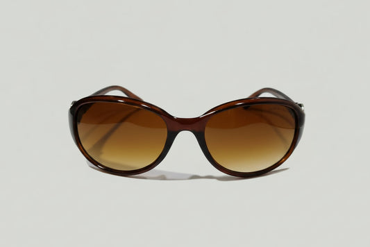 Elegant Oval Sunglasses – Brown Tortoise Frame with Brown Gradient Lenses