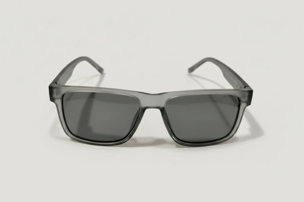 Modern Matte Grey Rectangular Sunglasses