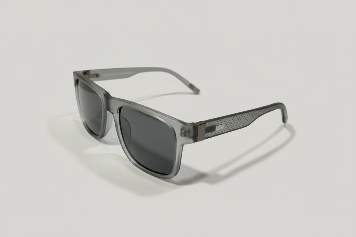 Modern Matte Grey Rectangular Sunglasses