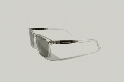 Crystal Clear Rectangular Sunglasses with Dark Grey UV-Protected Lenses | Unisex Modern Eyewear