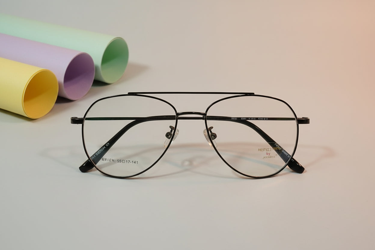 Classic Aviator Metal Eyeglasses – Lightweight Full-Rim Unisex Frame