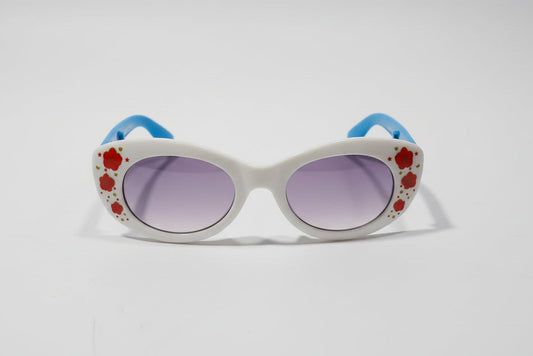 Kids Floral Sunglasses – White Frame with Blue-Pink Gradient Lenses
