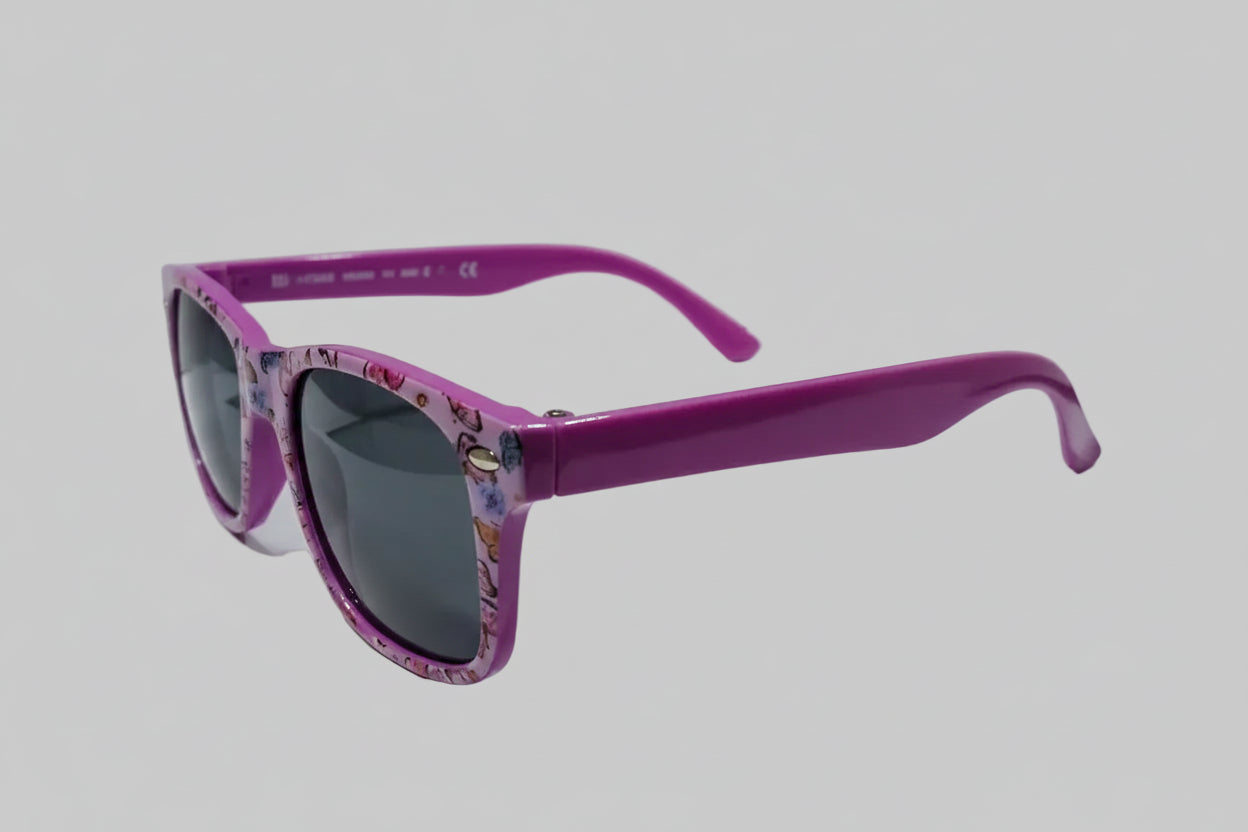 Kids Printed Sunglasses – Purple Frame with Dark UV Lenses
