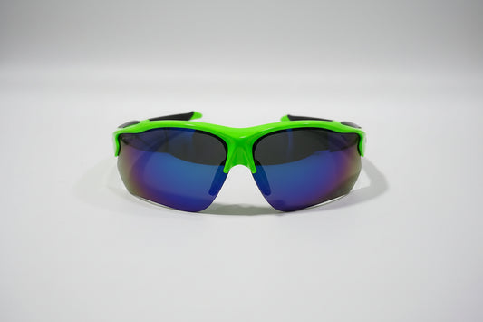 Kids Sports Sunglasses – Neon Green Frame with Mirrored UV Lenses