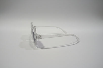 Kids Bear-Shaped Sunglasses – Frosted Clear Frame with Purple Gradient Lenses