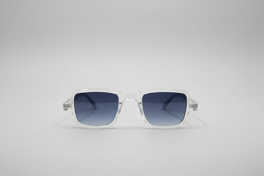 Kids Transparent Square Sunglasses – Clear Frame with Purple Gradient Lenses