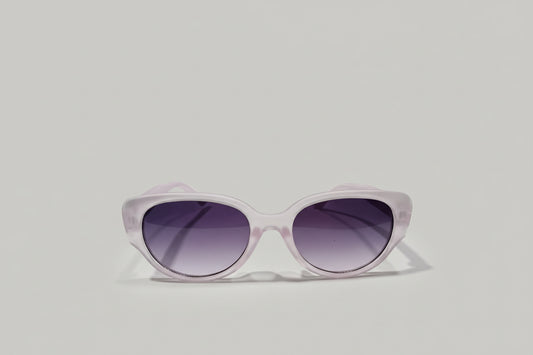 Kids Frosted White Oval Sunglasses – Soft Frame with Purple Gradient Lenses
