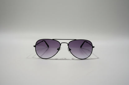 Kids Black Metal Aviator Sunglasses – Classic Frame with Purple Gradient Lenses