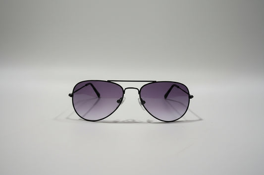 Kids Black Metal Aviator Sunglasses – Classic Frame with Purple Gradient Lenses
