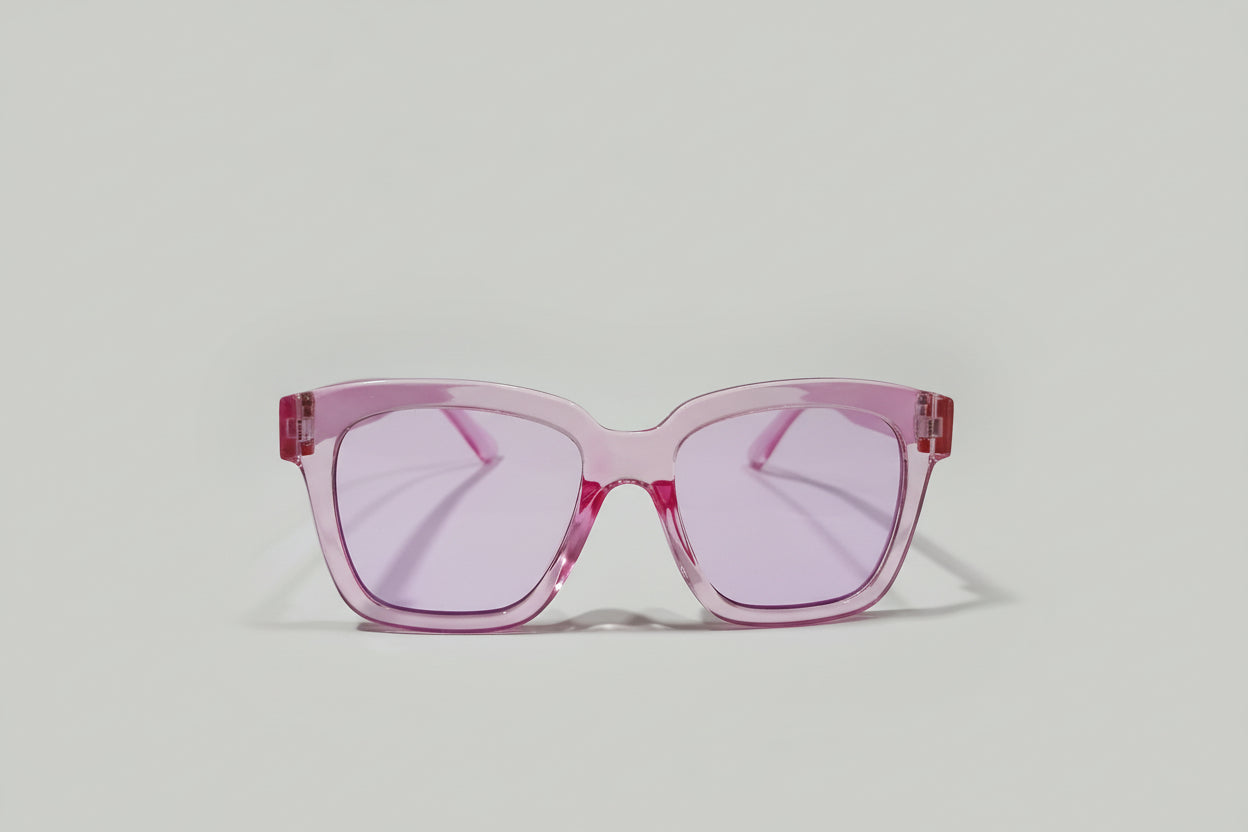 Kids Transparent Pink Square Sunglasses – Clear Frame with Light Pink Lenses