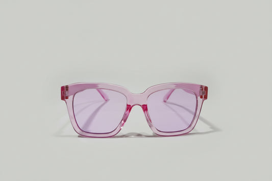 Kids Transparent Pink Square Sunglasses – Clear Frame with Light Pink Lenses