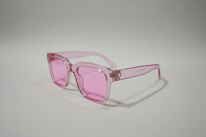 Kids Transparent Pink Square Sunglasses – Clear Frame with Light Pink Lenses