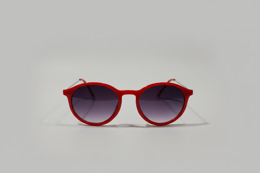 Kids Red Round Sunglasses – Classic Frame with Purple Gradient Lenses