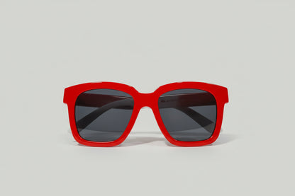 Kids Red Square Sunglasses – Bold Frame with Dark Smoke Lenses