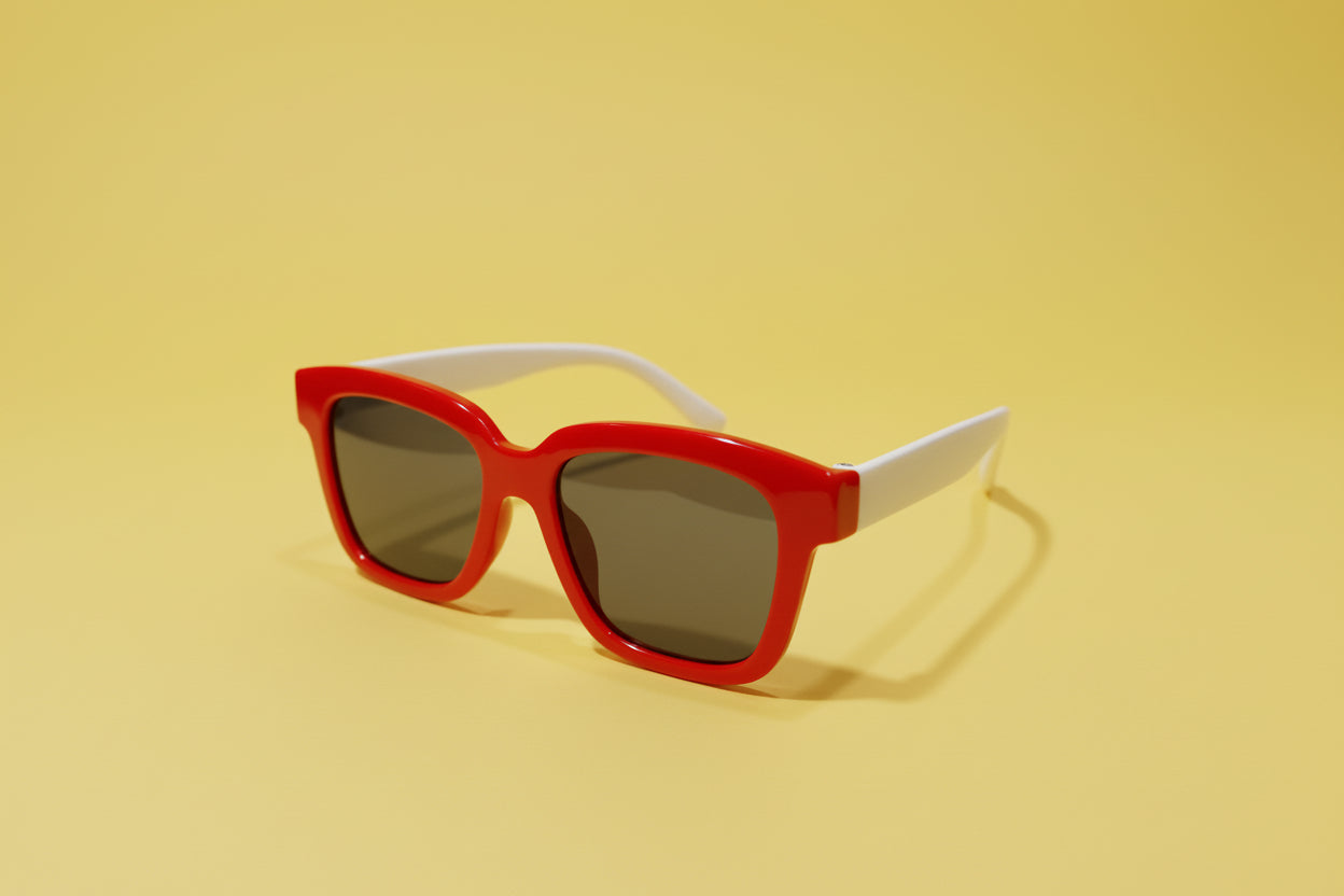 Kids Red Square Sunglasses – Bold Frame with Dark Smoke Lenses