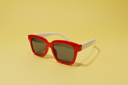 Kids Red Square Sunglasses – Bold Frame with Dark Smoke Lenses