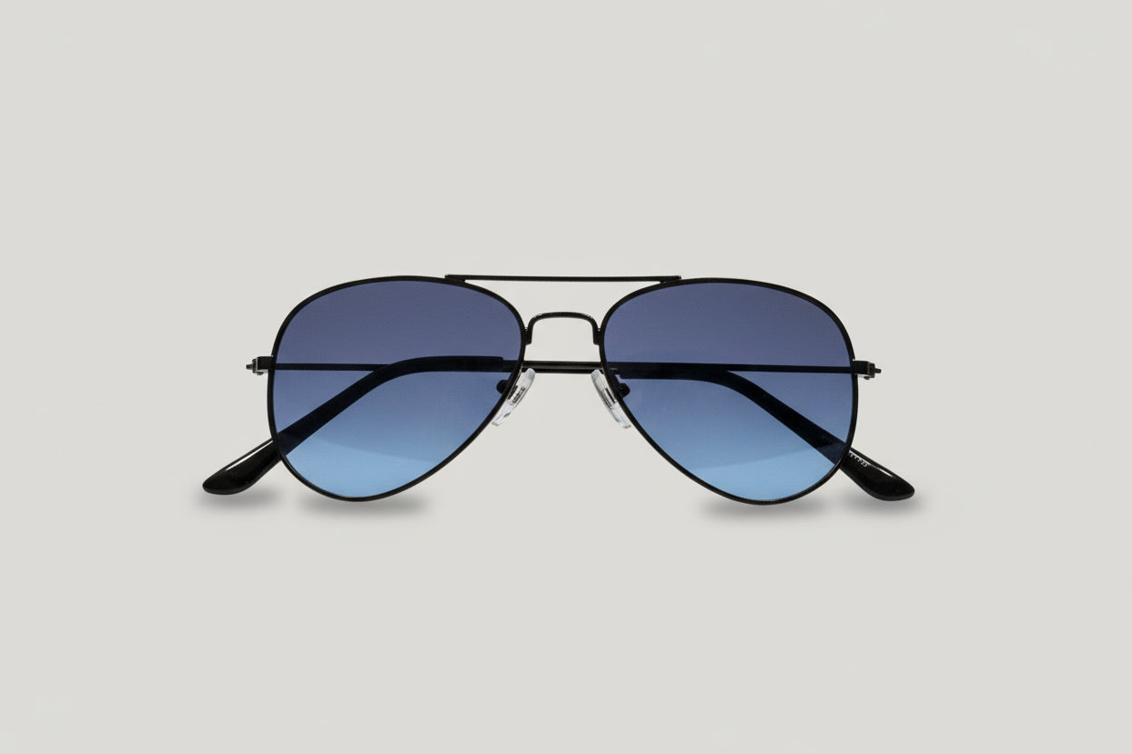 Kids Aviator Blue Gradient Sunglasses – Black Metal Frame