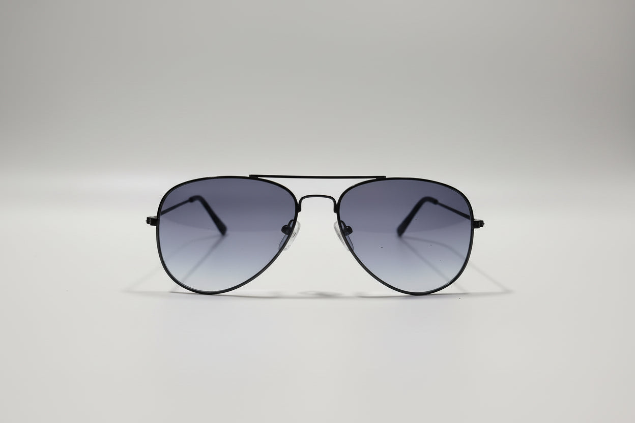 Kids Aviator Blue Gradient Sunglasses – Black Metal Frame