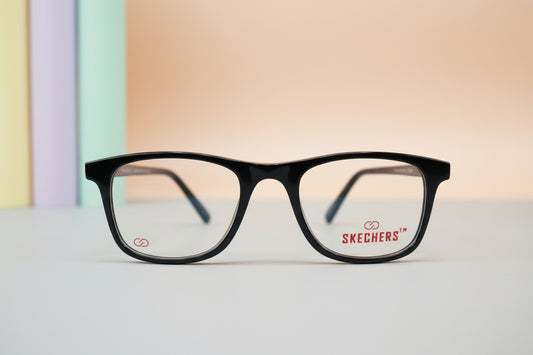 Skechers Black Square Eyeglasses – Lightweight Full-Rim Unisex Frame