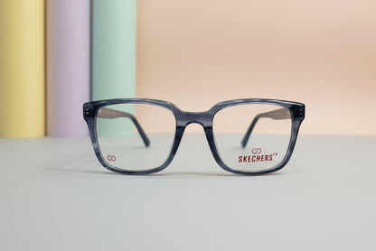Skechers Black & Blue Square Eyeglasses – Lightweight Full-Rim Unisex Frame