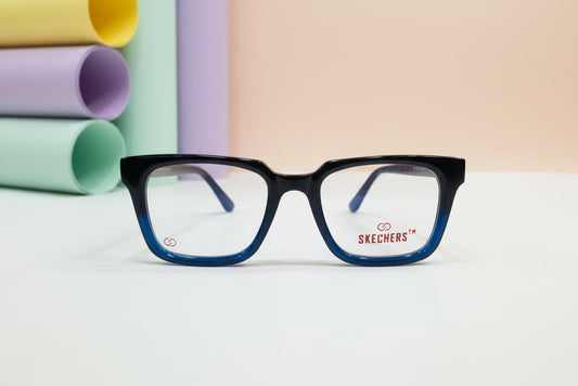 Skechers Black & Blue Square Eyeglasses – Lightweight Full-Rim Unisex Frame