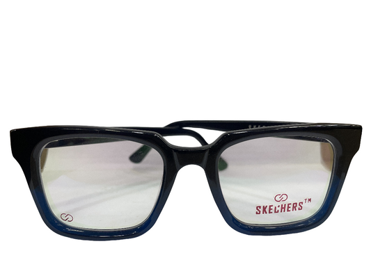 Skechers Black–Blue Gradient Geometric Eyeglasses – Full-Rim Unisex Frame