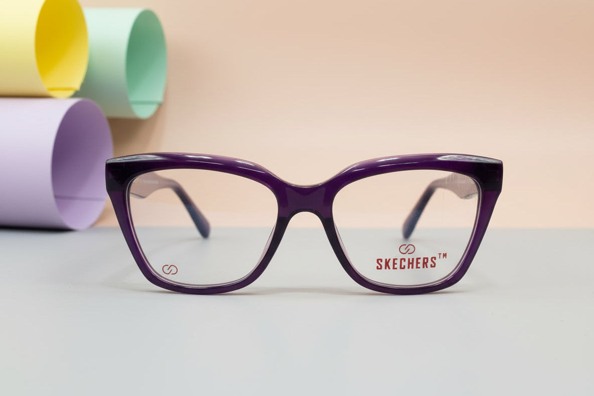 Skechers Purple Cat-Eye Eyeglasses – Lightweight Full-Rim Women’s Frame