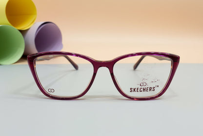 Skechers Wine Red Cat-Eye Eyeglasses – Lightweight Full-Rim Women’s Frame