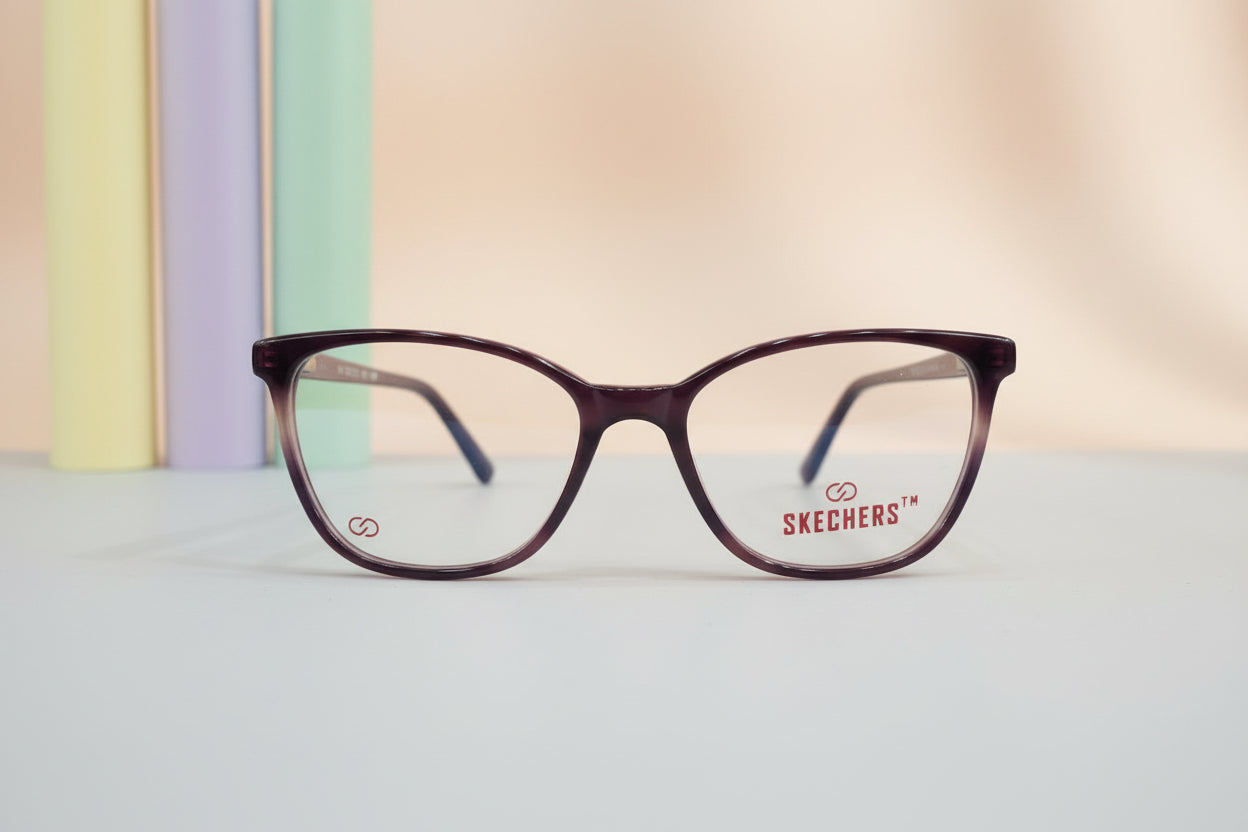 Skechers Plum Cat-Eye Eyeglasses – Lightweight Full-Rim Women’s Frame