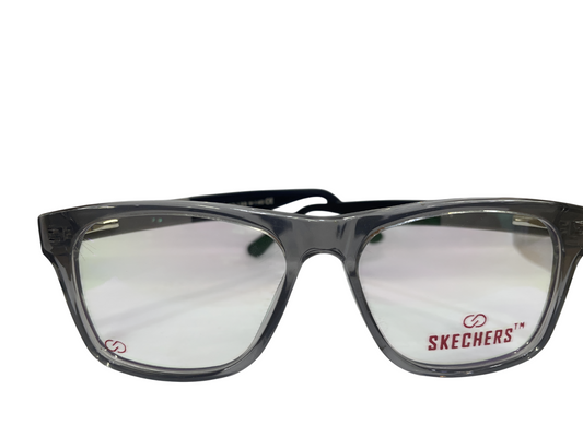 Skechers Transparent Grey Square Eyeglasses – Lightweight Full-Rim Unisex Frame