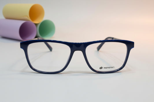 Hangten Navy Blue Rectangle Eyeglasses – Lightweight Full-Rim Unisex Frame