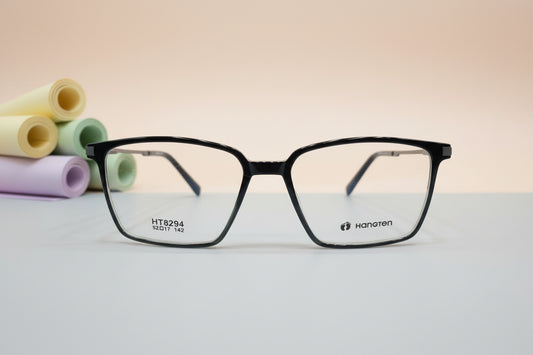 Hangten Black & Green Rectangle Eyeglasses – Lightweight Full-Rim Unisex Frame