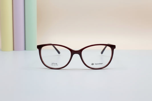 Hangten Burgundy Oval Eyeglasses – Lightweight Full-Rim Unisex Frame