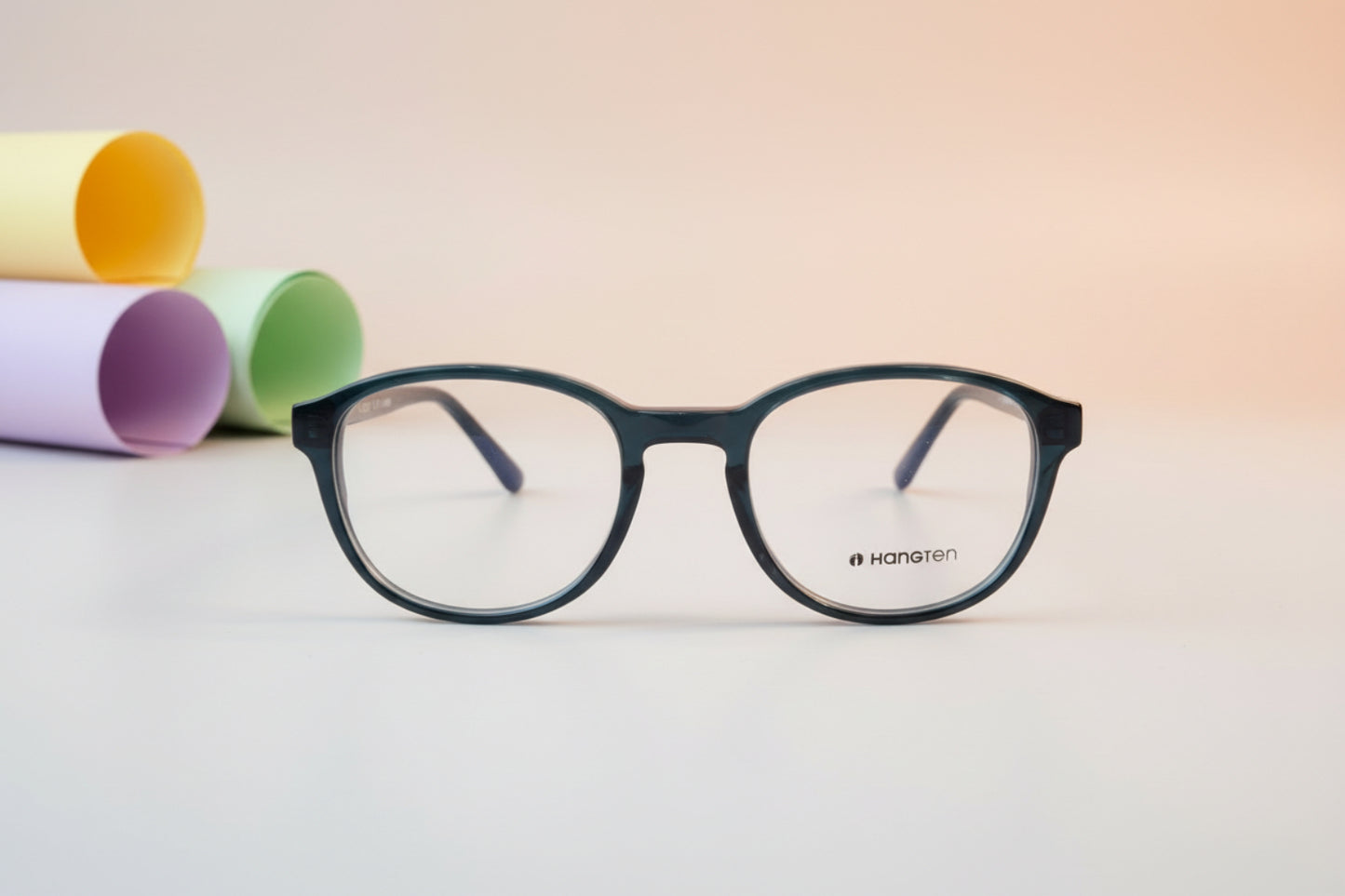 Hangten Teal Oval Eyeglasses – Lightweight Full-Rim Unisex Frame