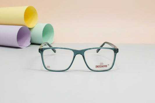 Skechers Teal Rectangular Eyeglasses – Lightweight Full-Rim Unisex Frame