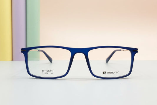 Hangten Blue Rectangular Eyeglasses – Lightweight Full-Rim Unisex Frame