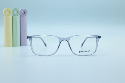 Hangten Transparent Blue Rectangular Eyeglasses – Lightweight Full-Rim Unisex Frame