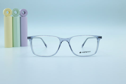 Hangten Transparent Blue Rectangular Eyeglasses – Lightweight Full-Rim Unisex Frame