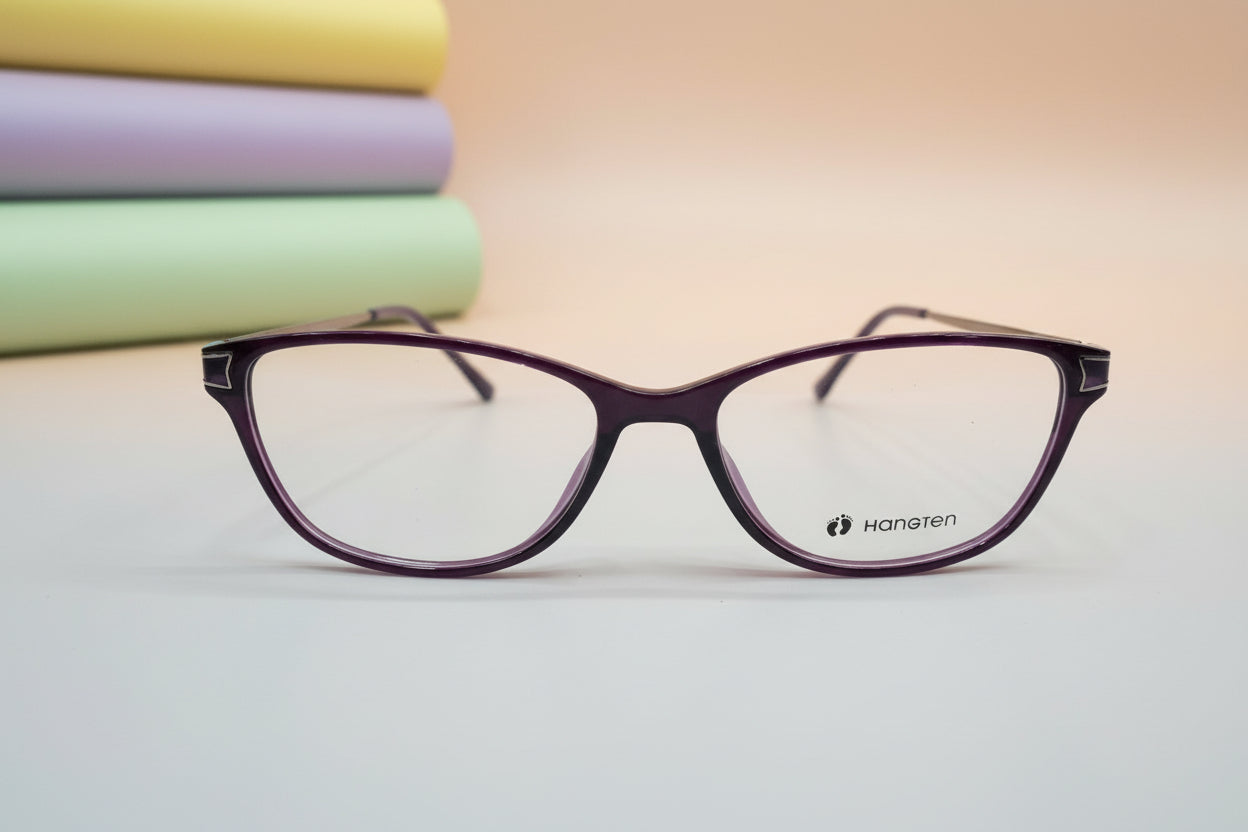 Hangten Purple Cat-Eye Eyeglasses – Lightweight Full-Rim Women's Frame