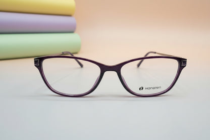Hangten Purple Cat-Eye Eyeglasses – Lightweight Full-Rim Women's Frame