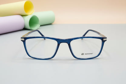 Hangten Blue Rectangular Eyeglasses – Lightweight Full-Rim Unisex Frame