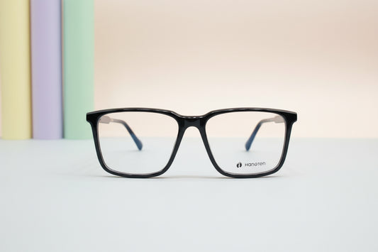 Hangten Black Rectangular Eyeglasses – Classic Full-Rim Unisex Frame