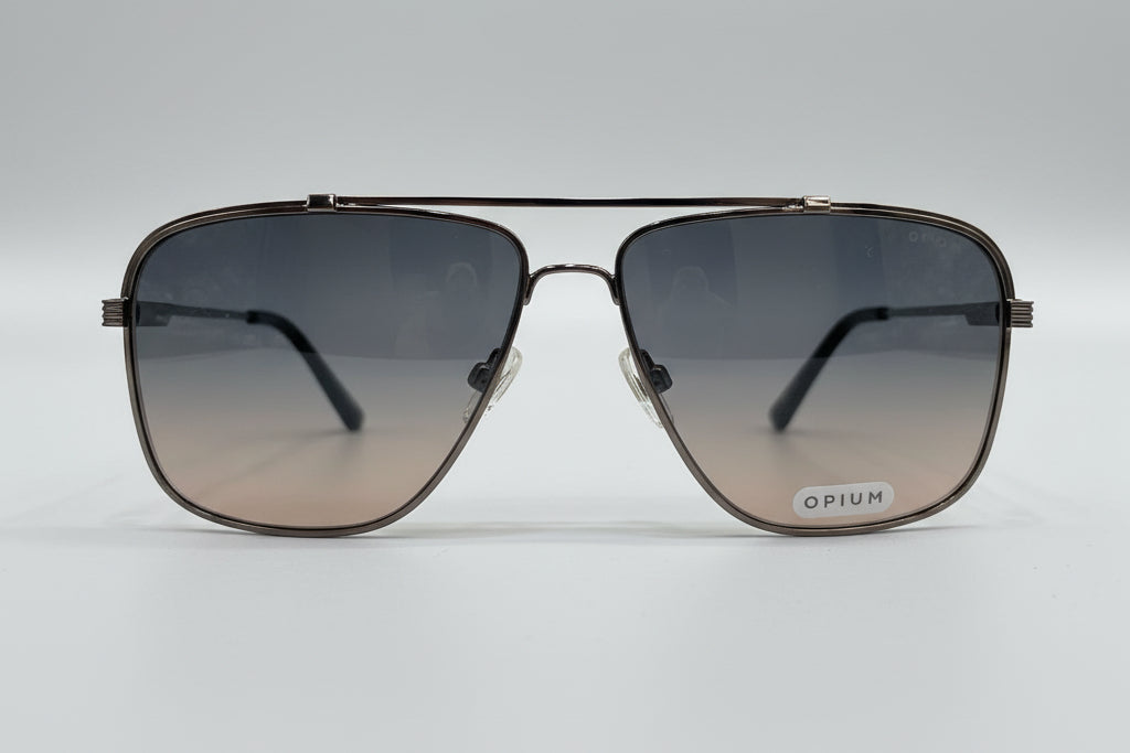 OPIUM Square Aviator Sunglasses – Gunmetal Frame with Gradient Smoke Lenses