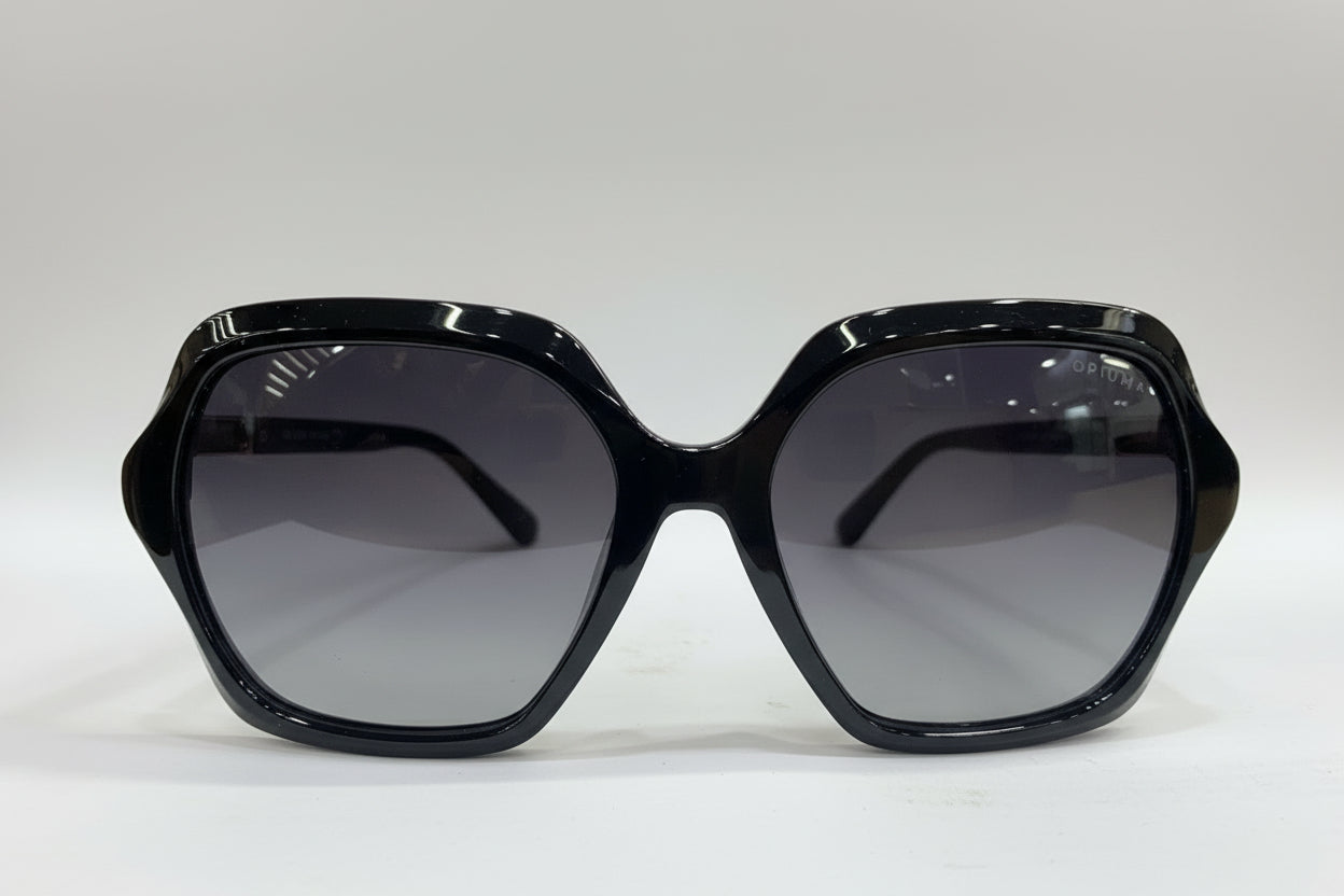 Opium Oversized Square Sunglasses – Glossy Dark Purple Frame with Grey Lenses