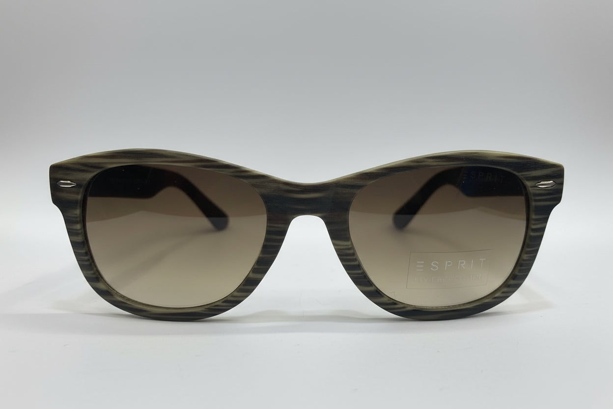 Esprit Rectangular Sunglasses – Woodgrain Finish Frame with Brown Gradient Lenses