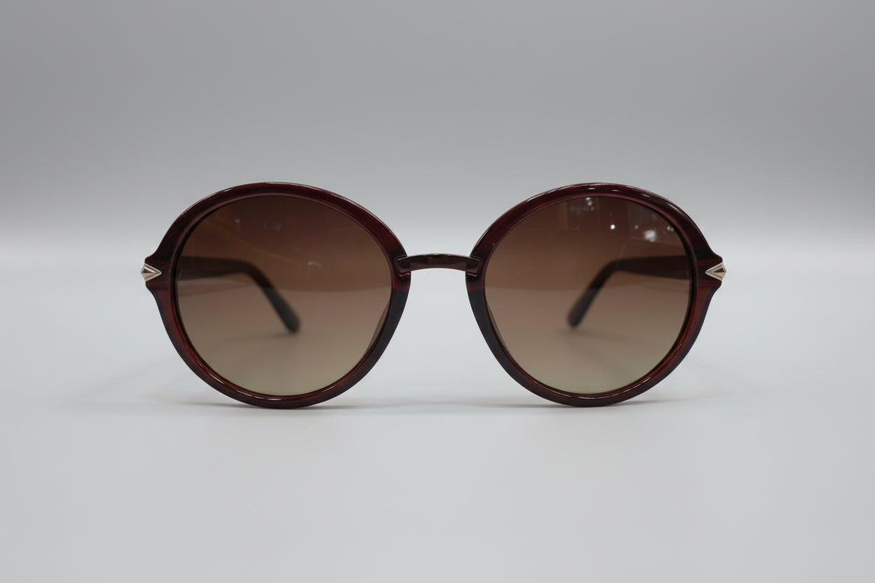 Velocity Round Sunglasses – Classic Full-Rim Frame with Brown Gradient Lenses