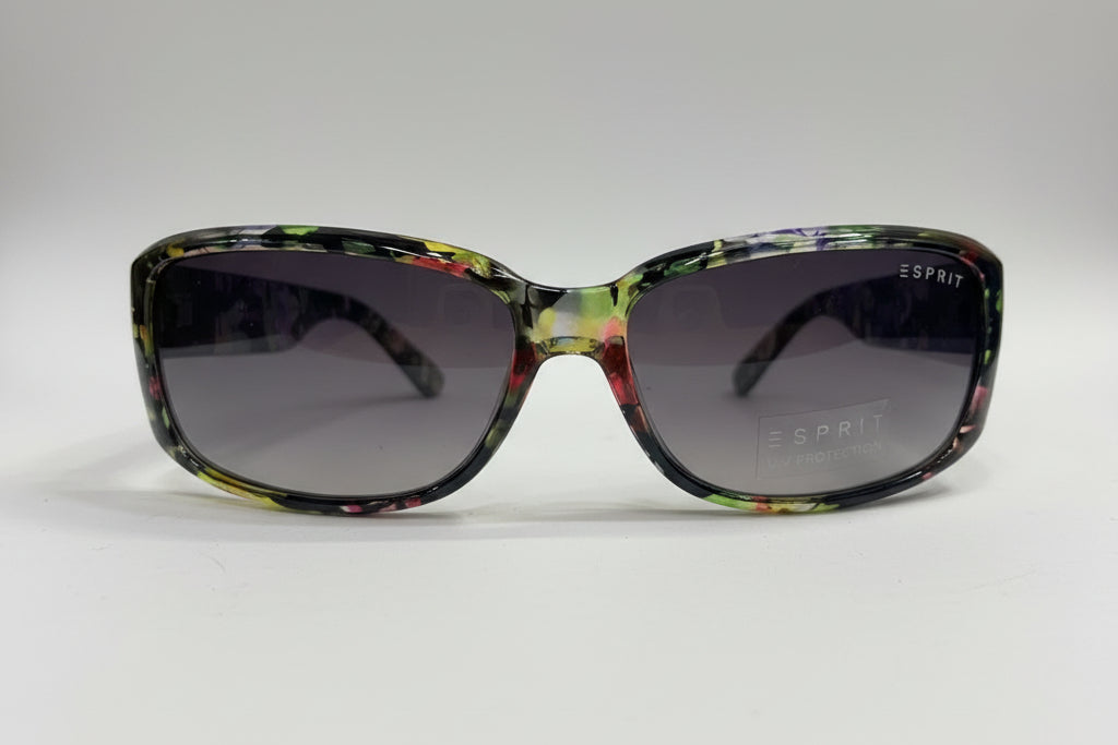 Esprit Rectangular Sunglasses – Multicolor Floral Frame with Grey Lenses