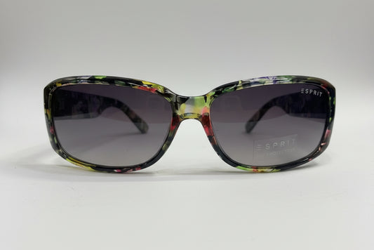 Esprit Rectangular Sunglasses – Multicolor Floral Frame with Grey Lenses